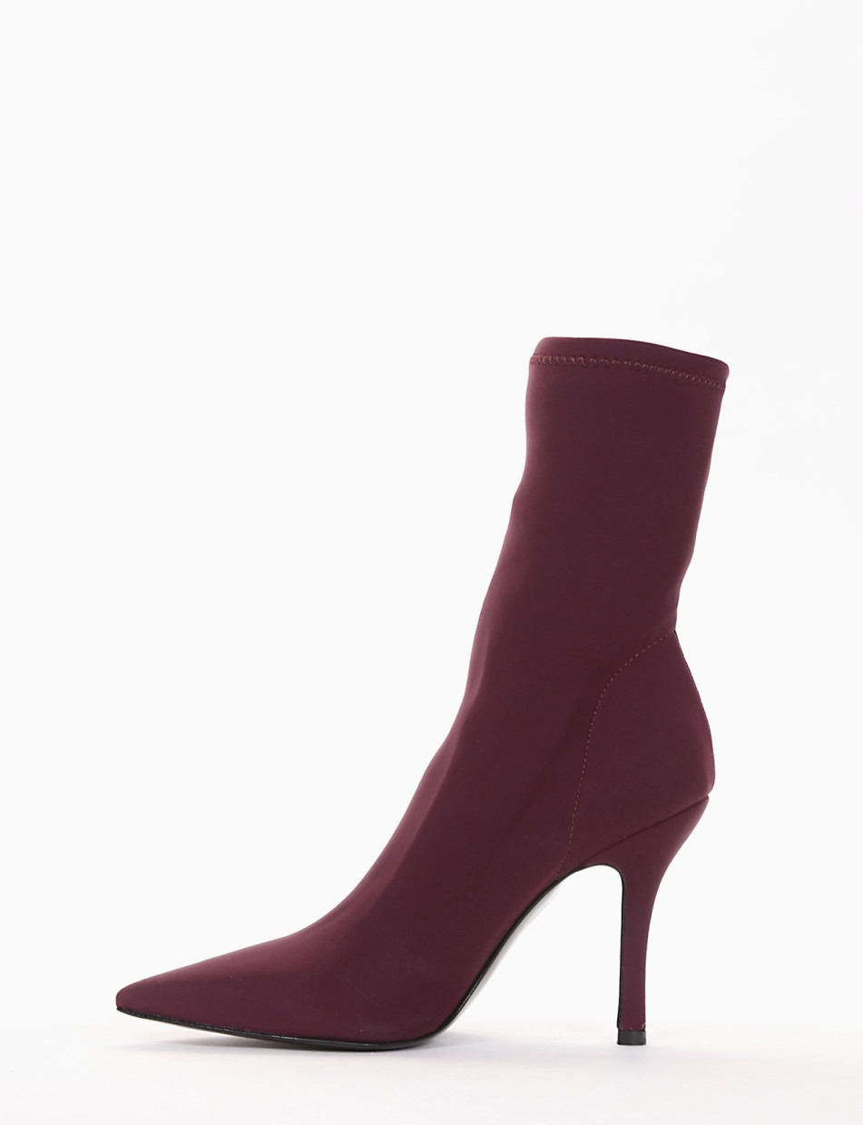 High heel ankle boots heel 10 cm bordeaux tissue
