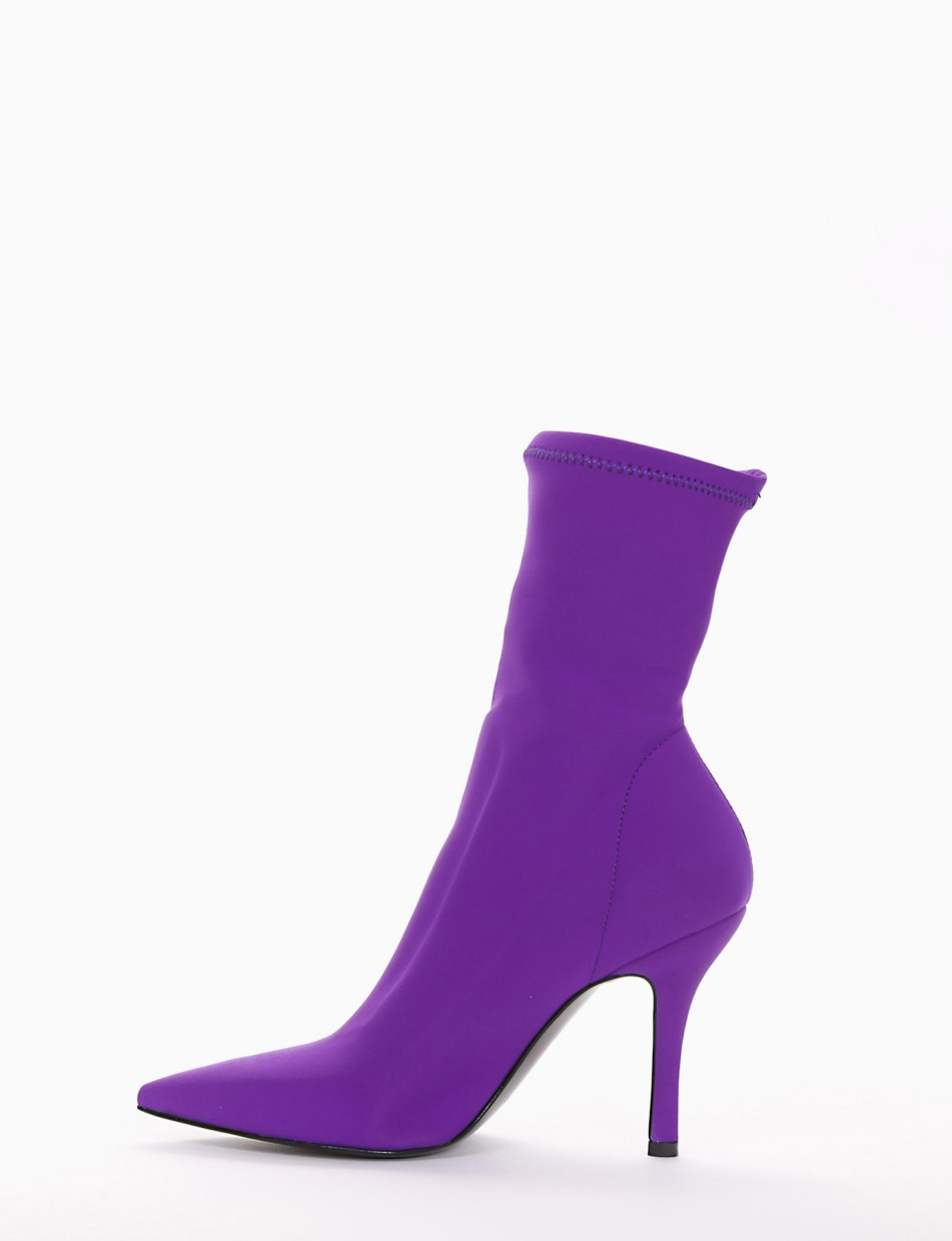 High heel ankle boots heel 10 cm violet tissue
