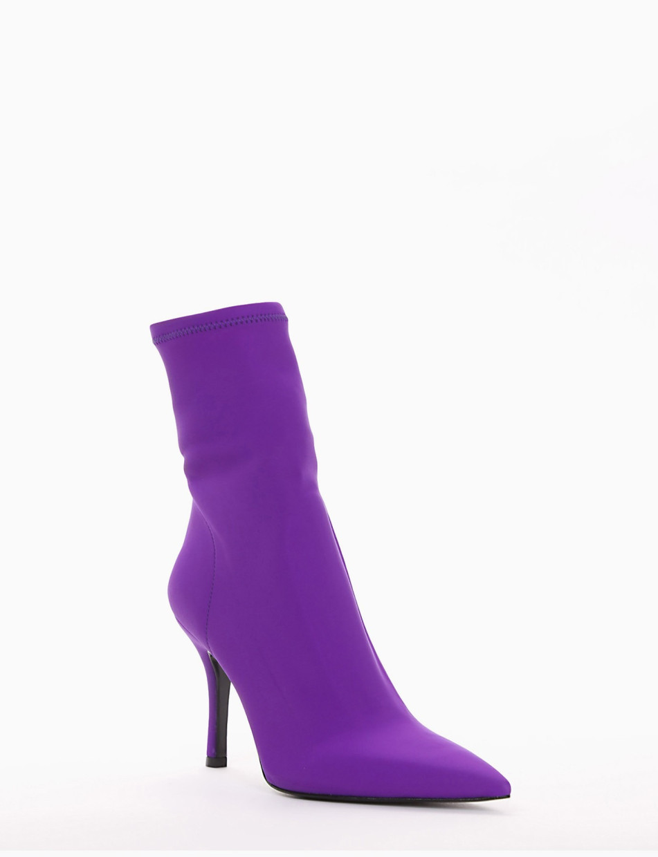 High heel ankle boots heel 10 cm violet tissue