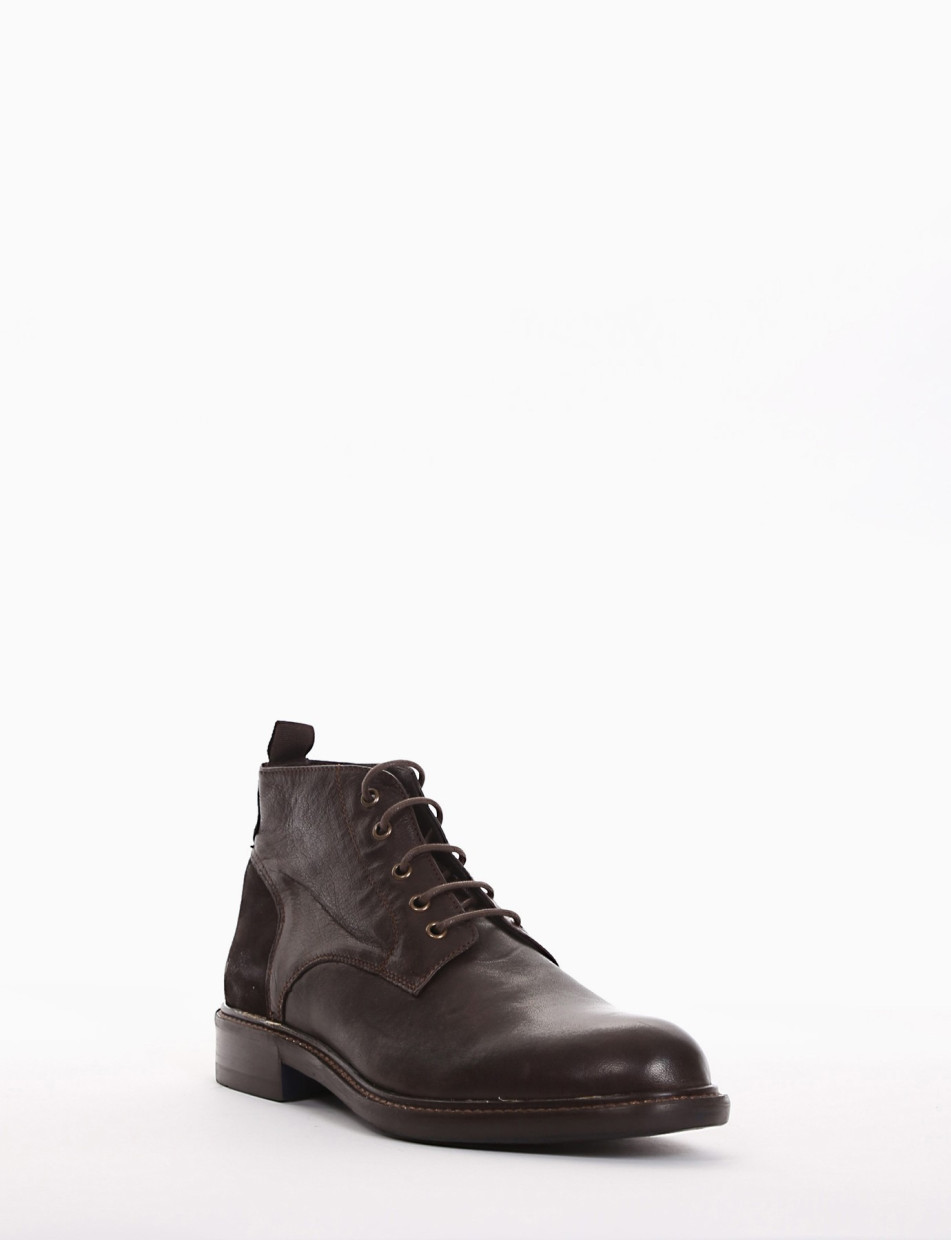 Combat boots heel 2 cm dark brown leather