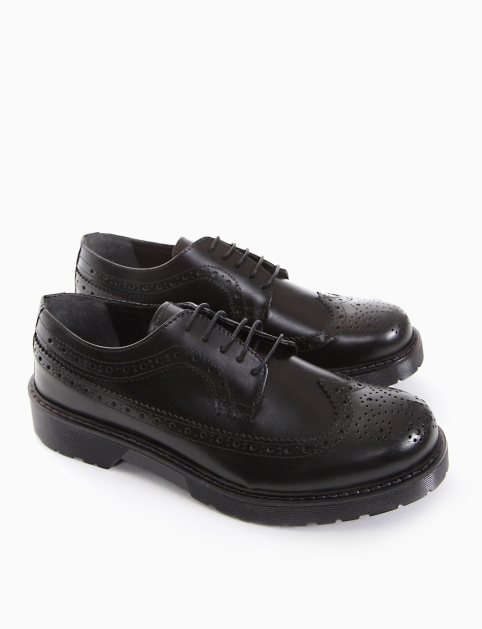 Lace-up shoes heel 2 cm black leather