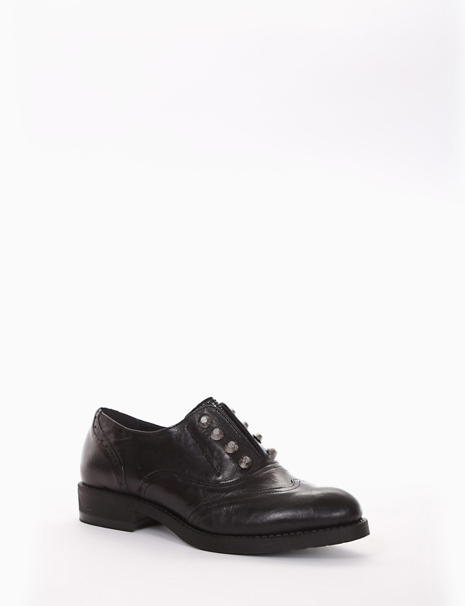 Lace-up shoes heel 3 cm black leather