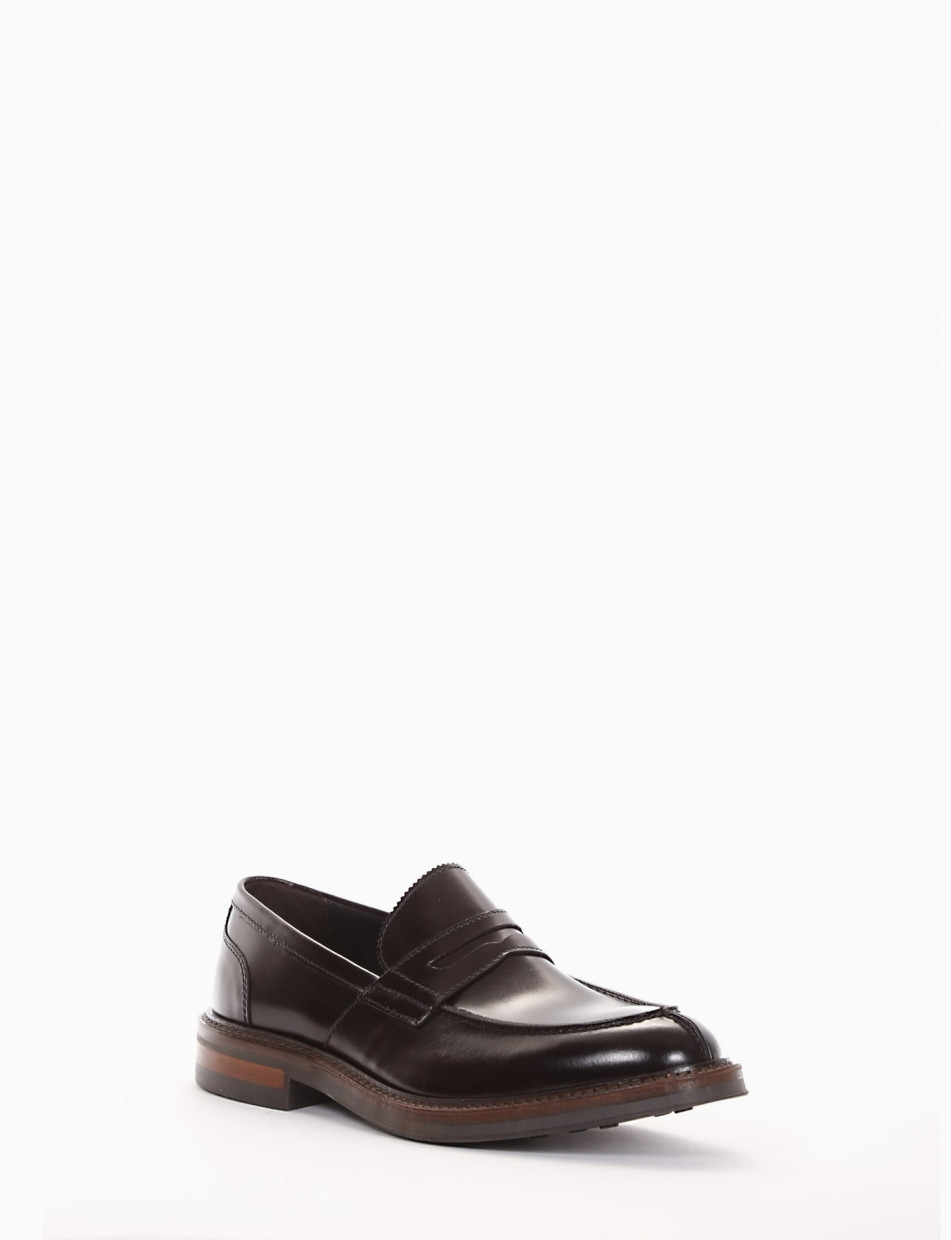 Loafers heel 2 cm dark brown leather