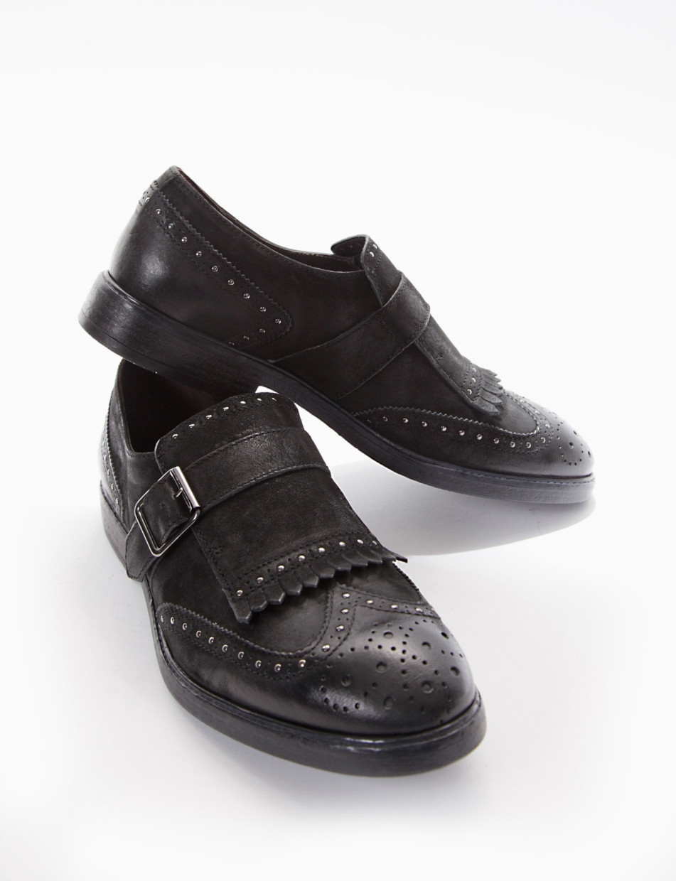Monkstrap tacco 2 cm nero