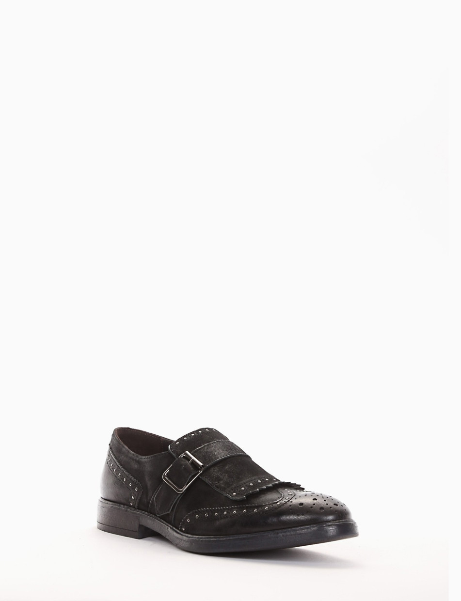 Monkstrap tacco 2 cm nero