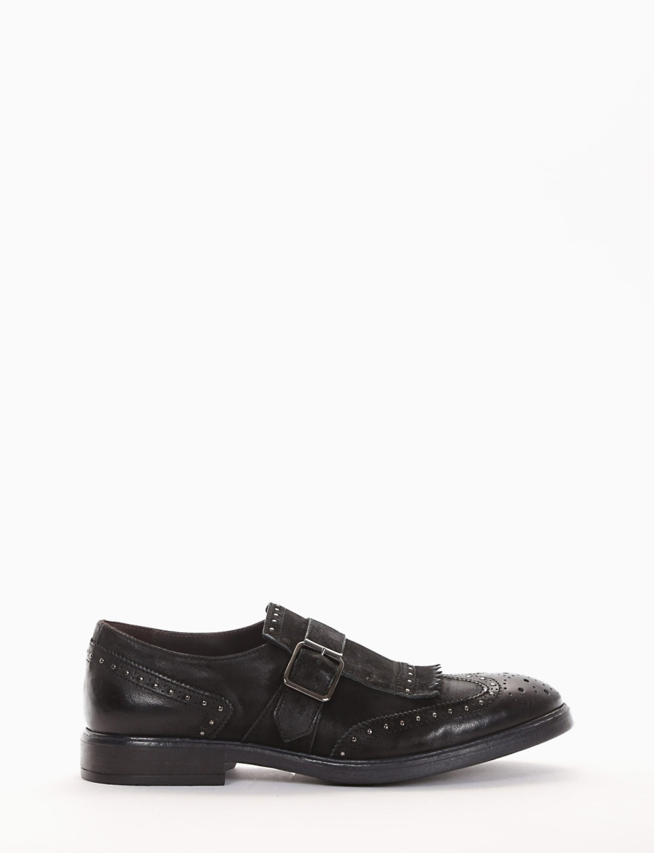 Monkstrap tacco 2 cm nero