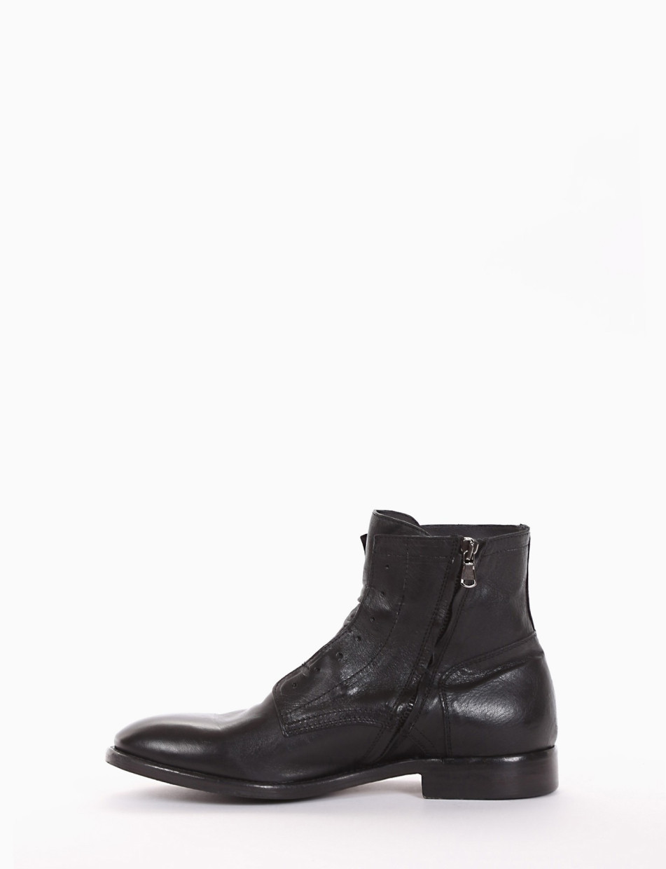 Ankle boots heel 2 cm black leather