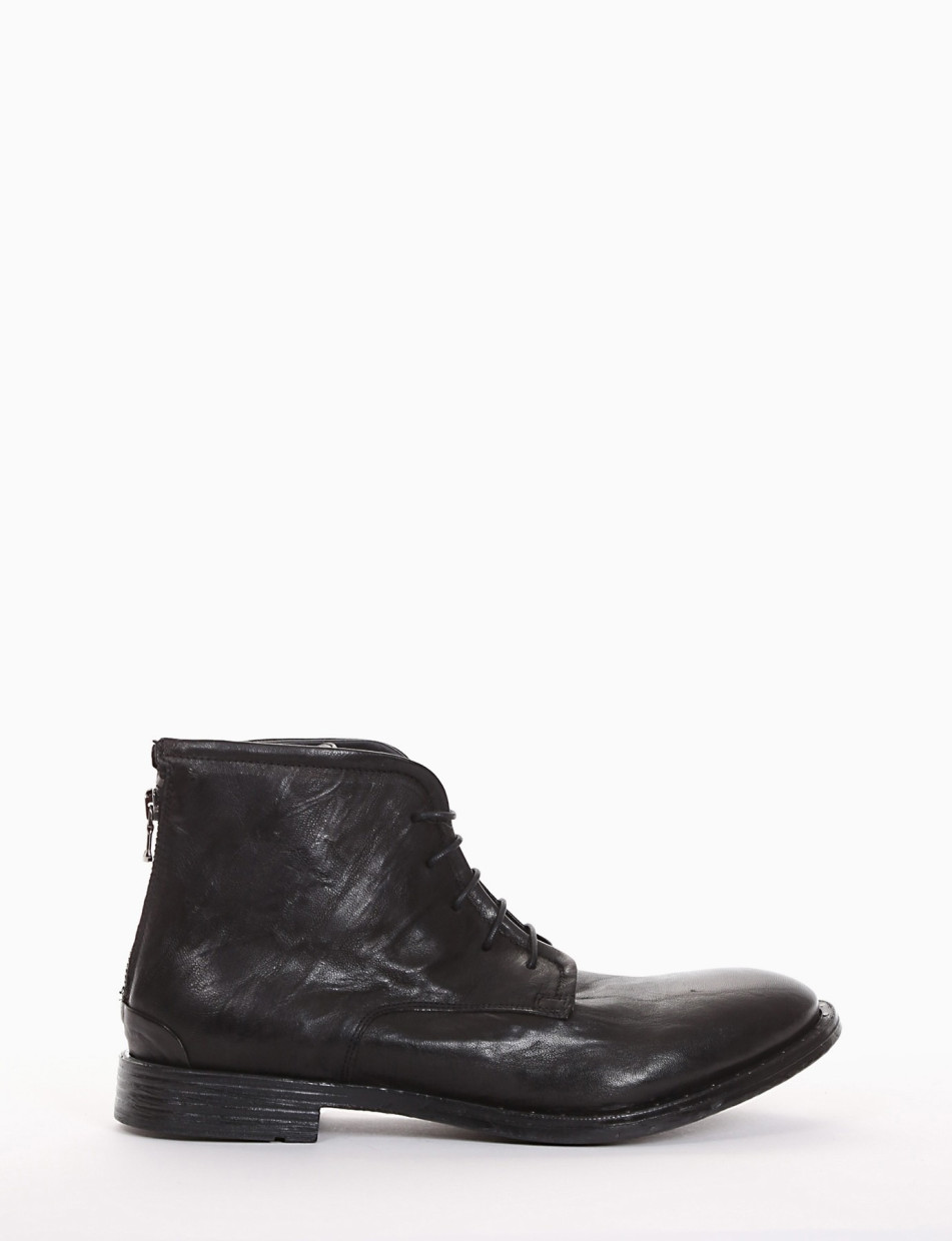 Combat boots heel 2 cm black leather