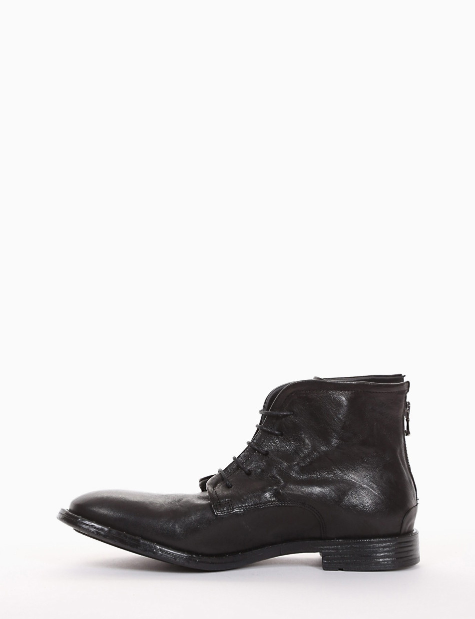 Combat boots heel 2 cm black leather