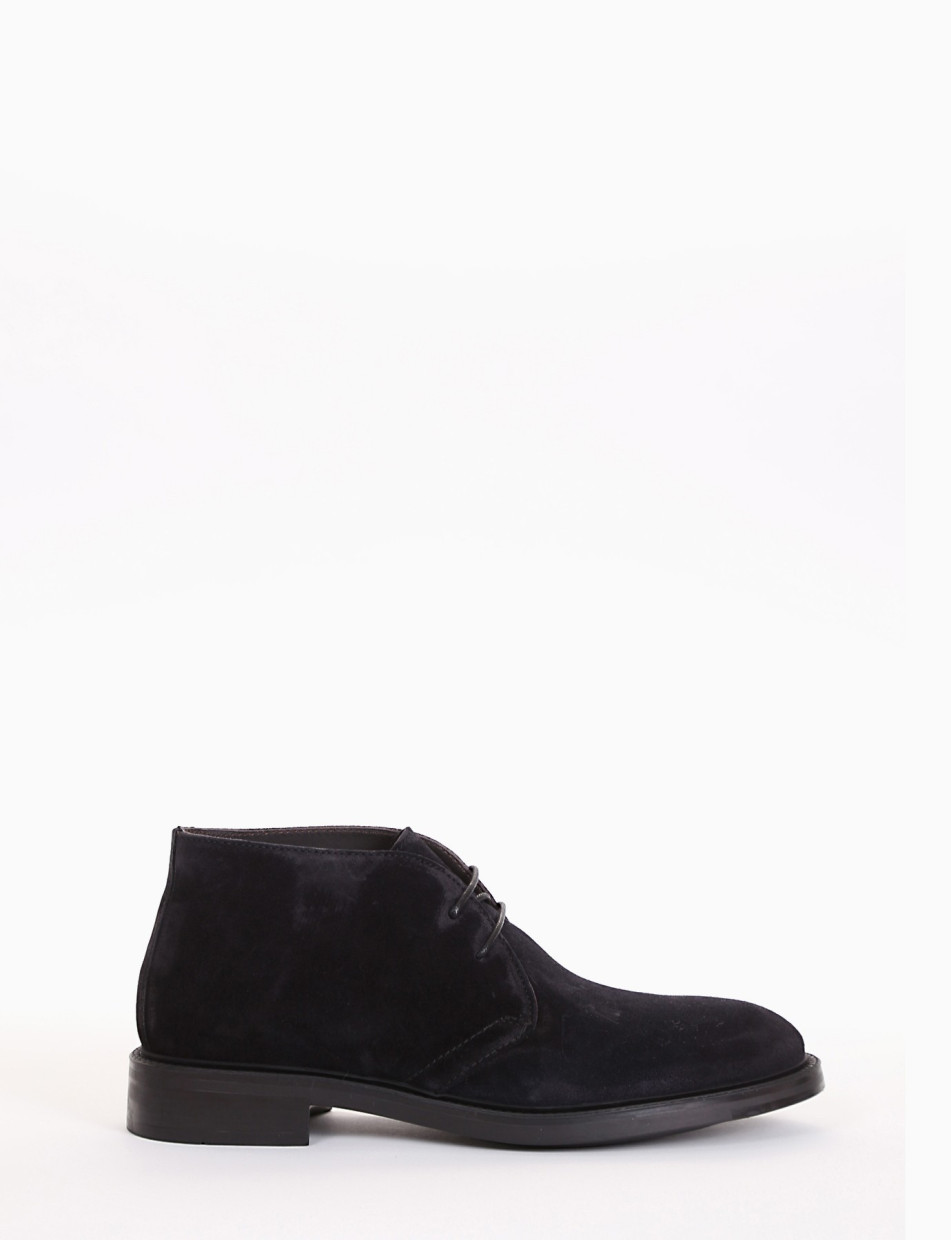 Desert boots heel 2 cm blu chamois