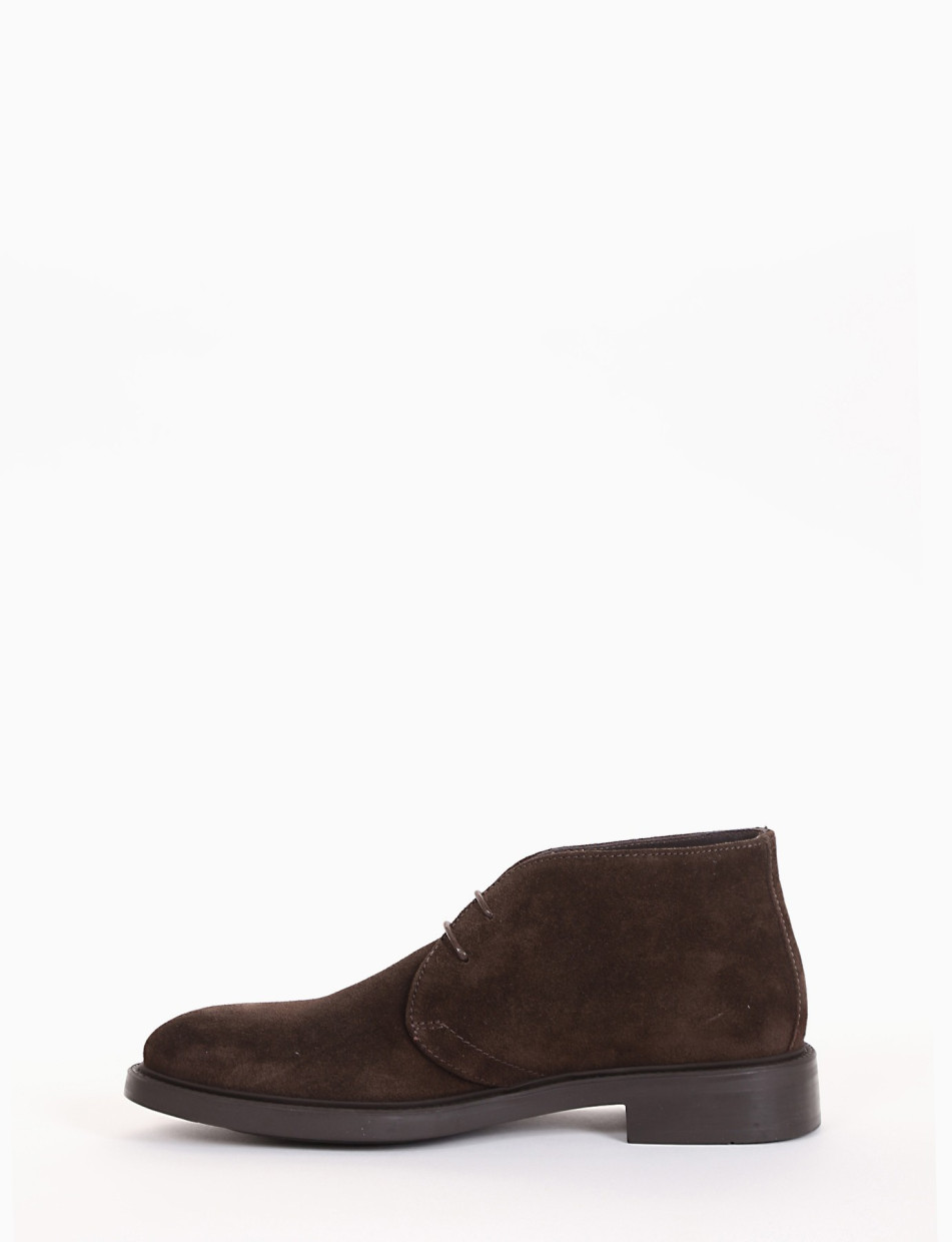 Desert boots heel 2 cm dark brown chamois