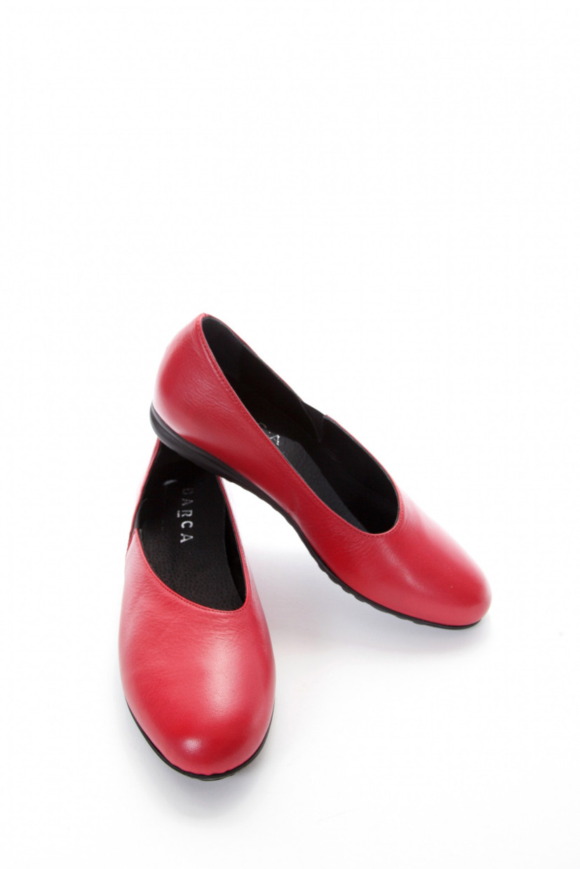 Flat shoes red leather