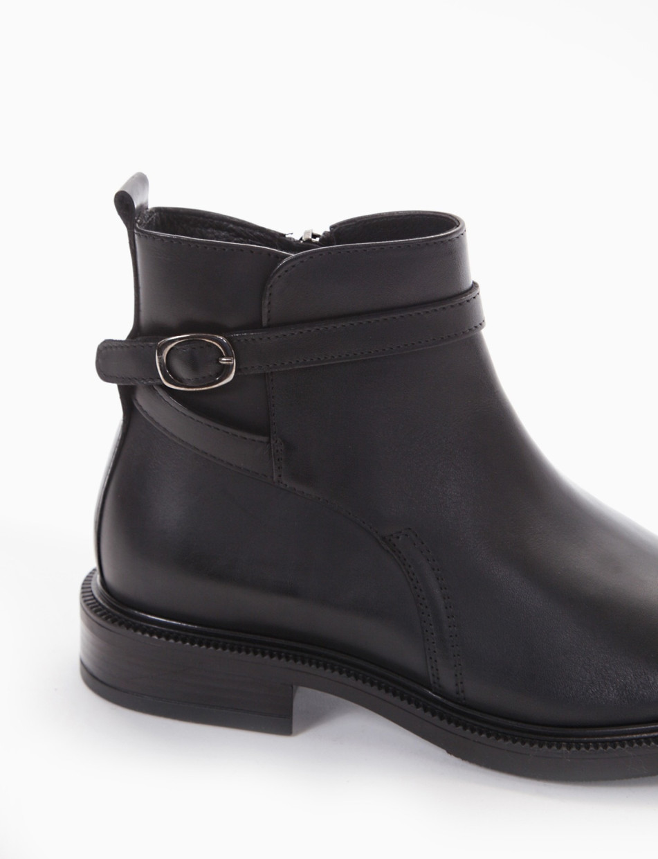 Low heel ankle boots heel 2 cm black leather