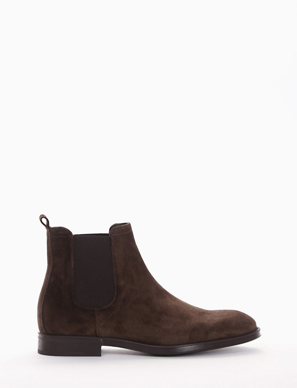 Ankle boots heel 2 cm dark brown chamois