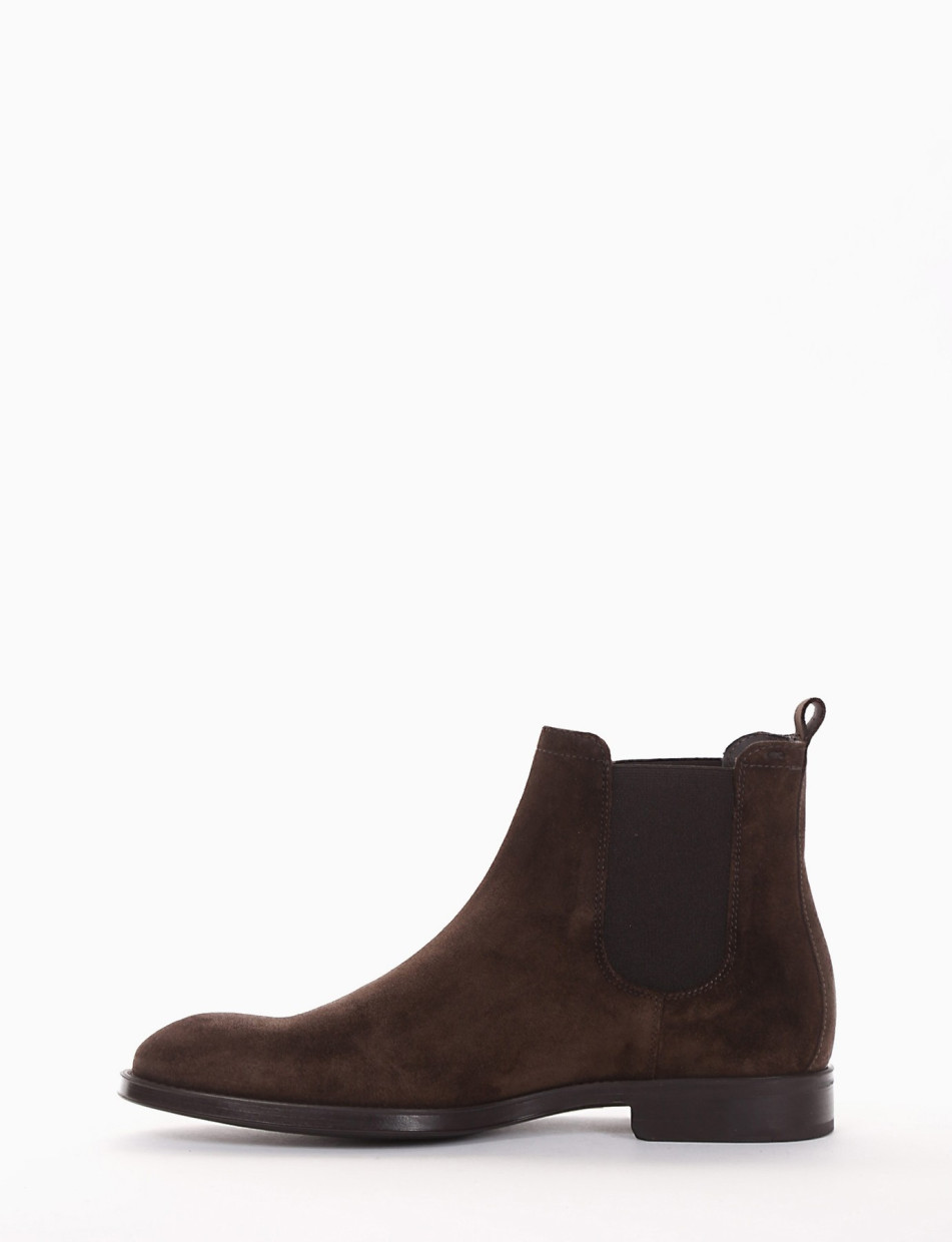 Ankle boots heel 2 cm dark brown chamois