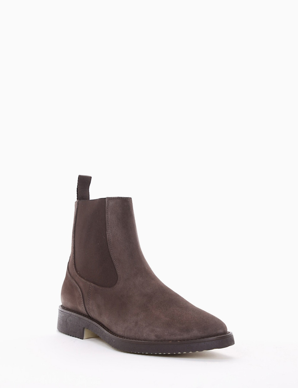 Ankle boots heel 2 cm dark brown chamois