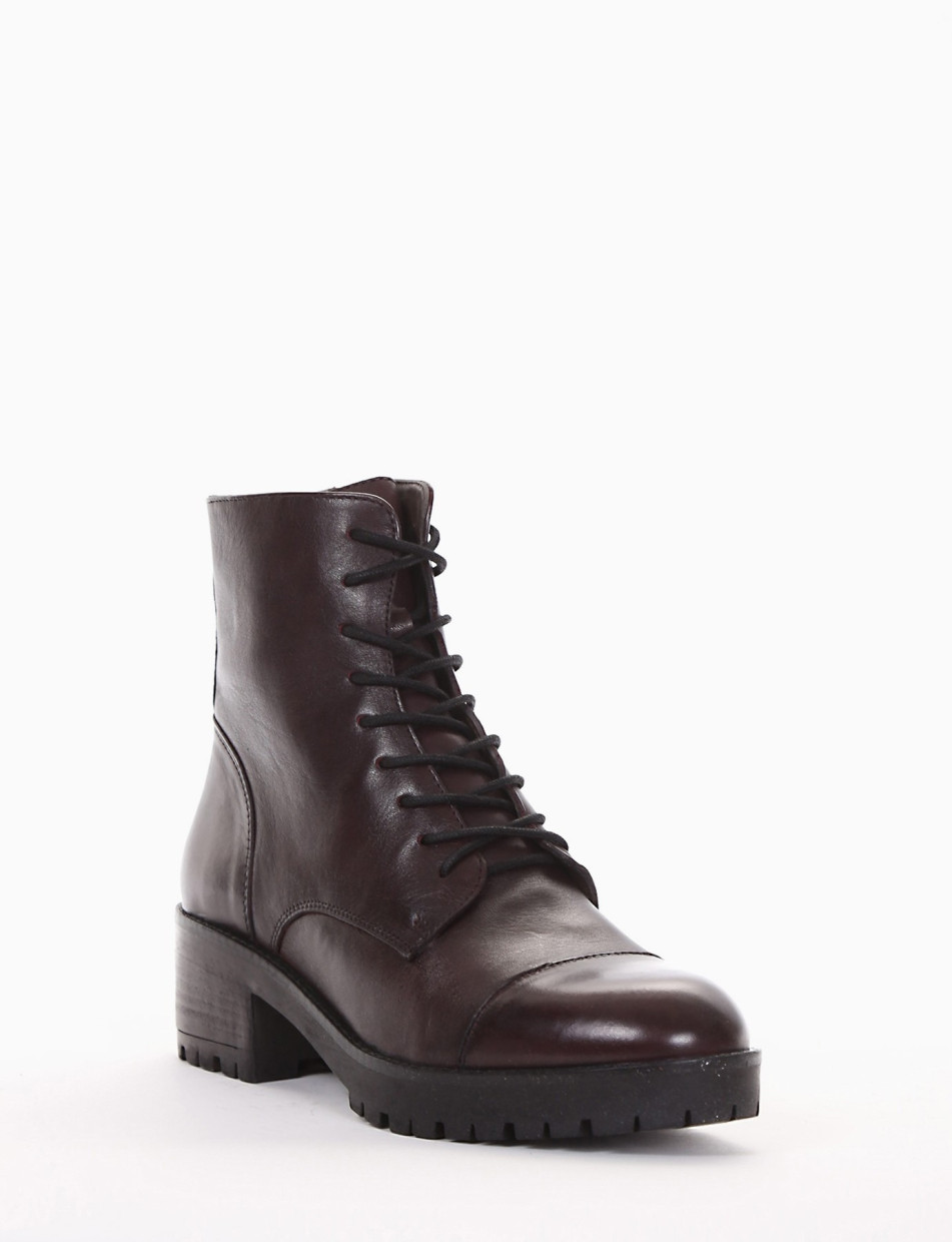 Combat boots heel 5 cm brown leather