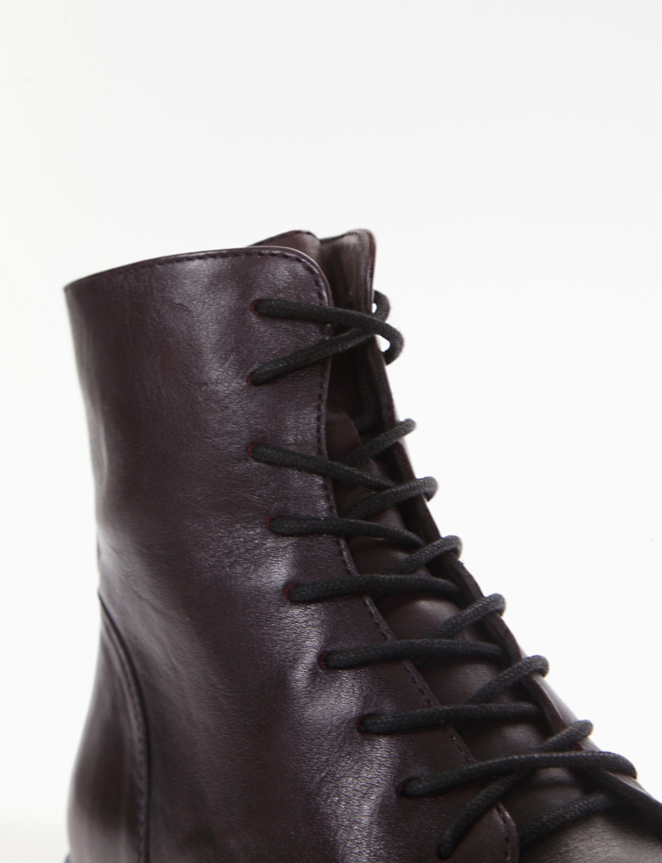 Combat boots heel 5 cm brown leather