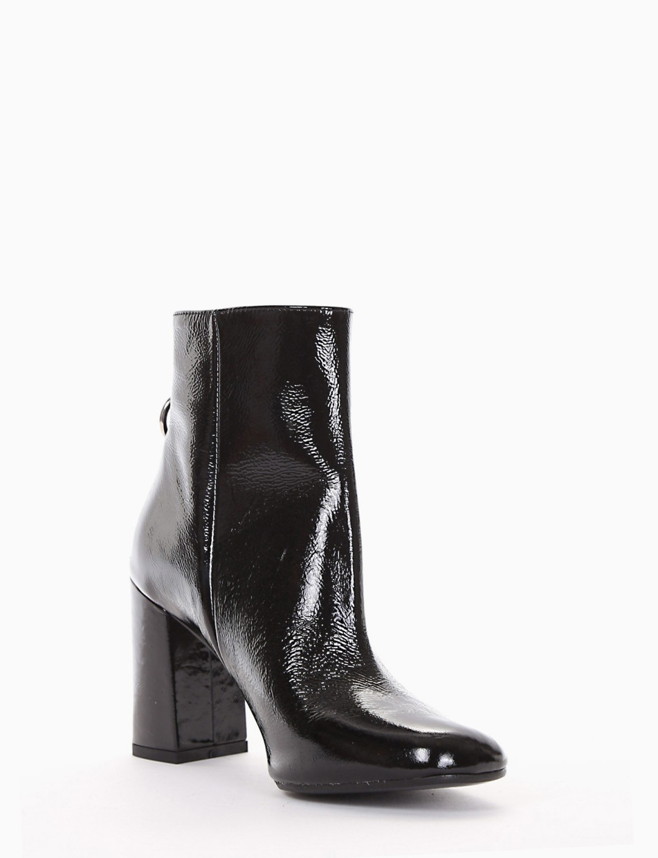 High heel ankle boots heel 8 cm black varnish