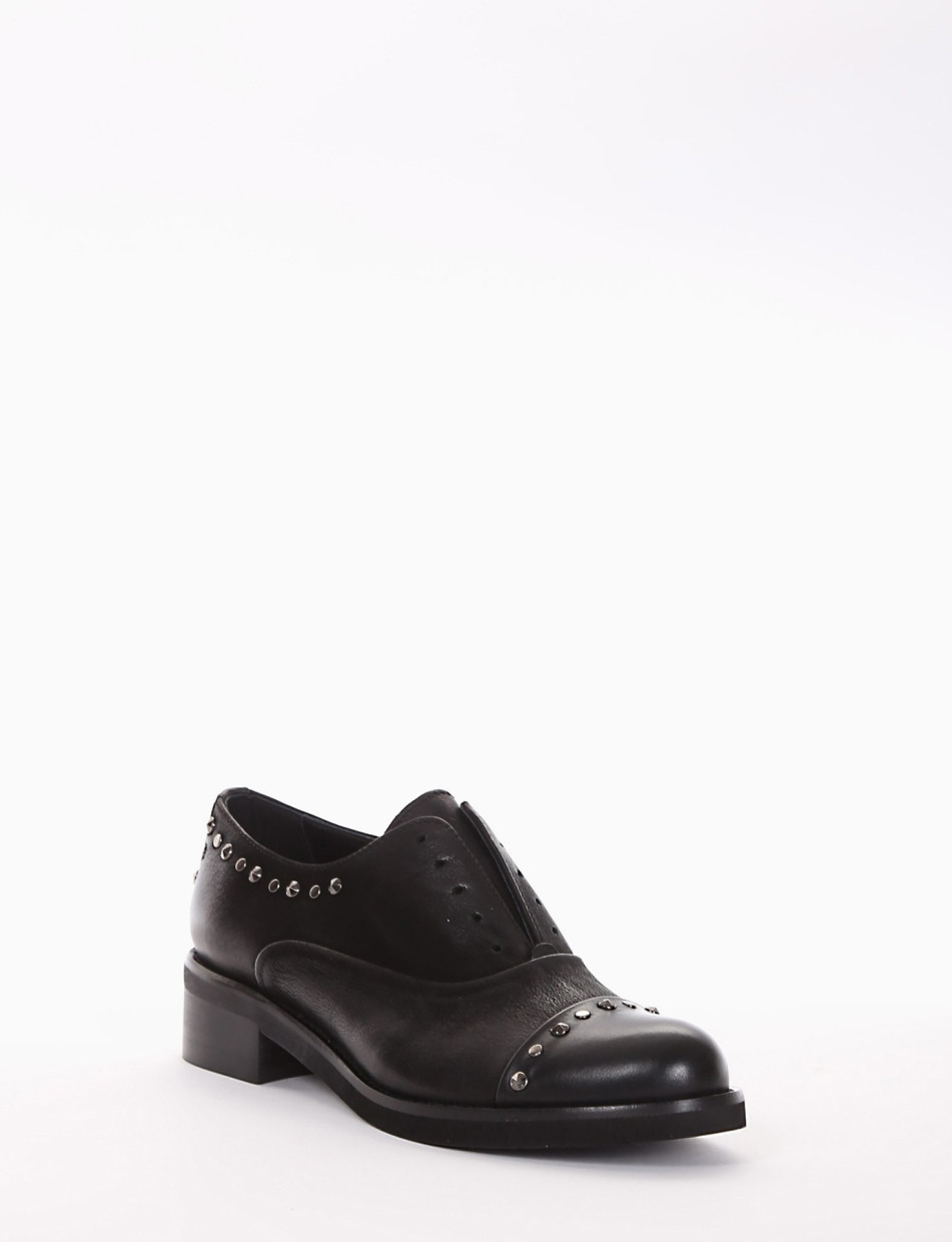 Lace-up shoes heel 3 cm black leather