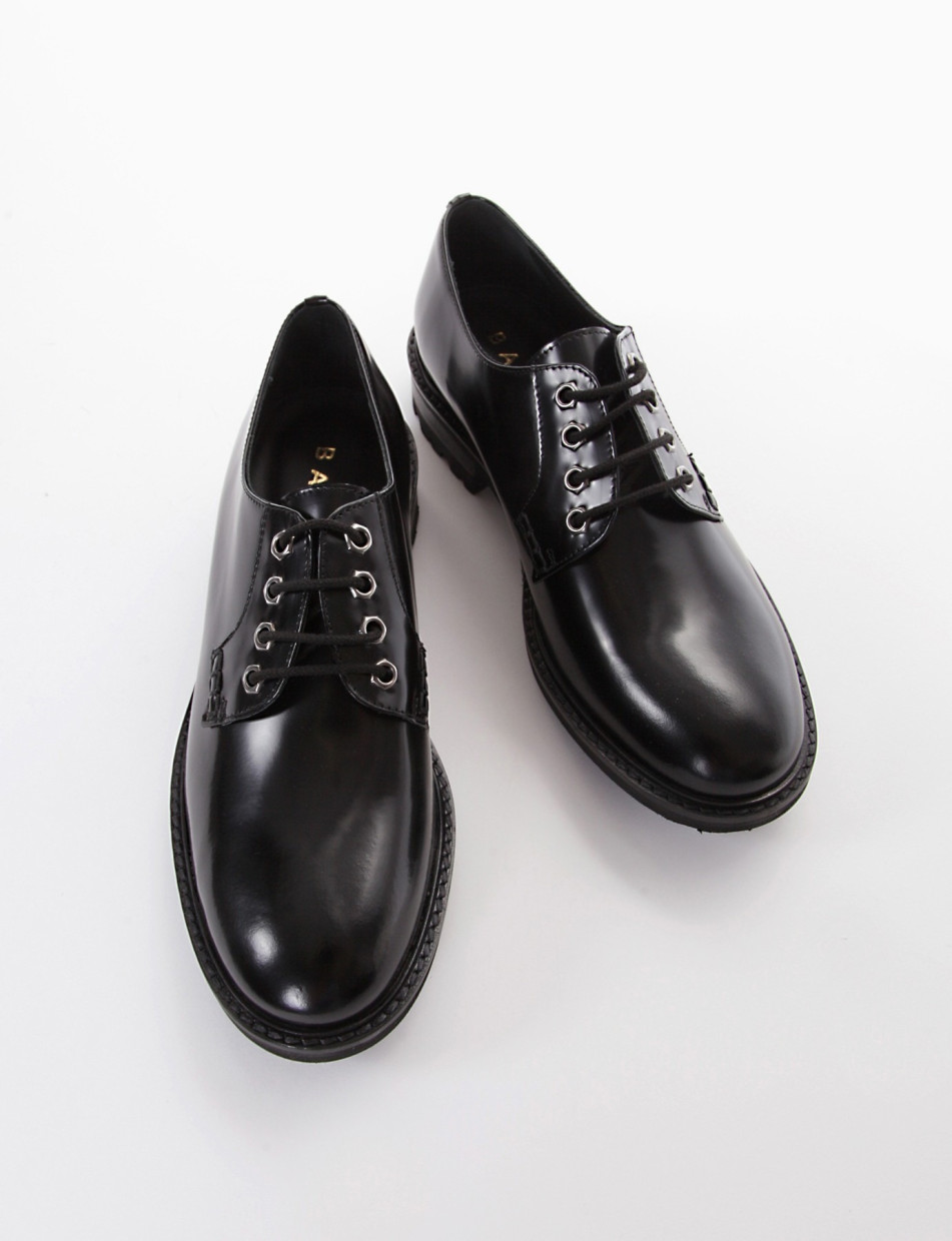 Lace-up shoes heel 3 cm black leather