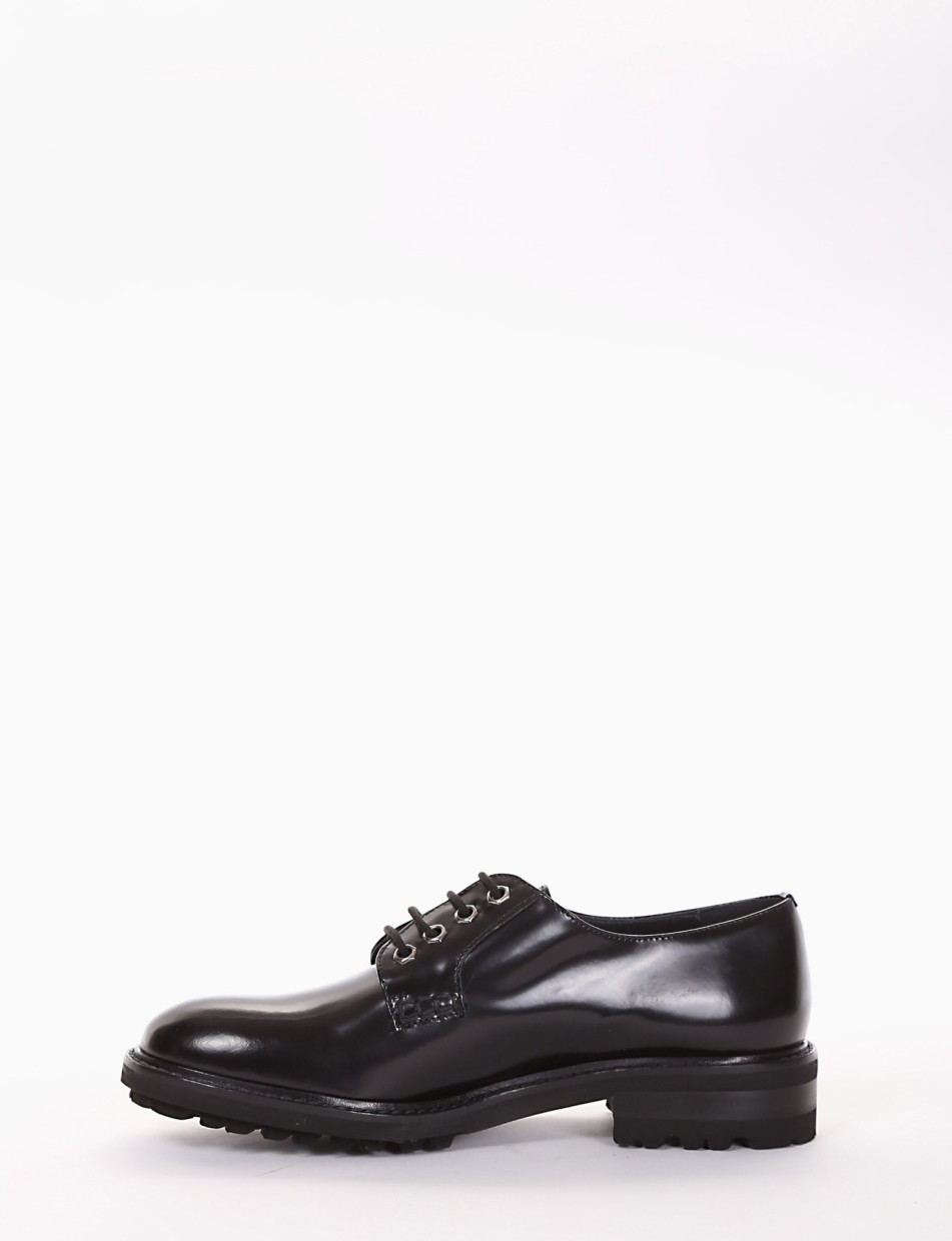 Lace-up shoes heel 3 cm black leather