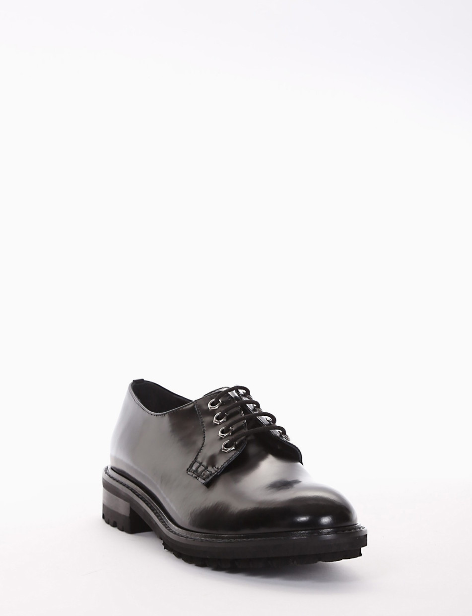 Lace-up shoes heel 3 cm black leather