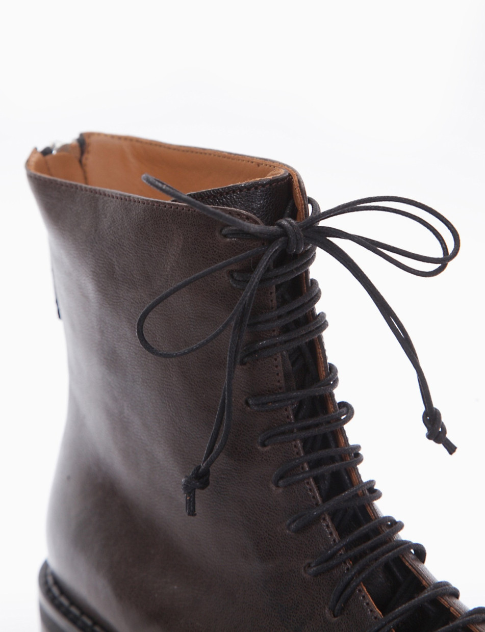Combat boots heel 2 cm dark brown leather