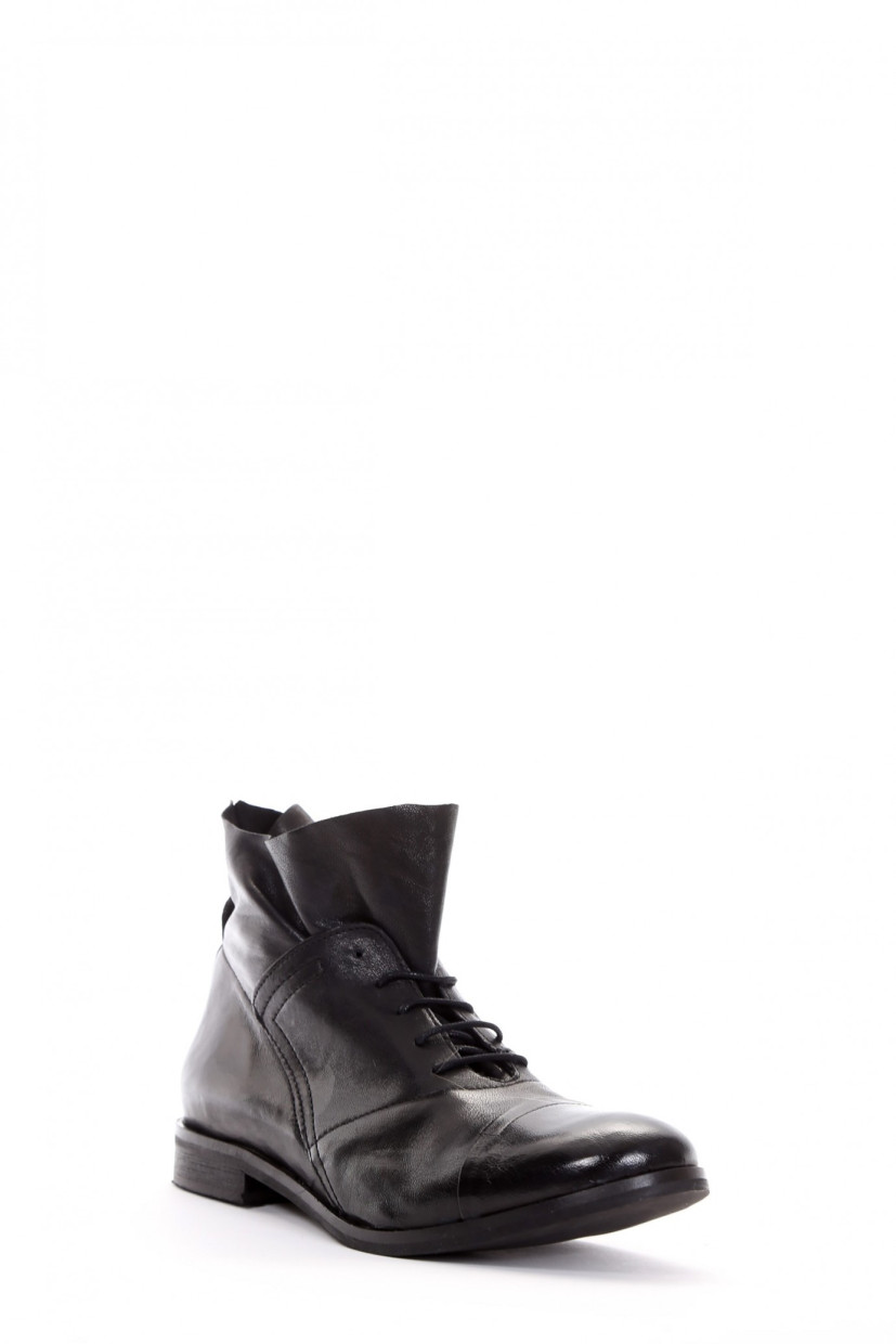 Combat boots heel 2 cm black leather