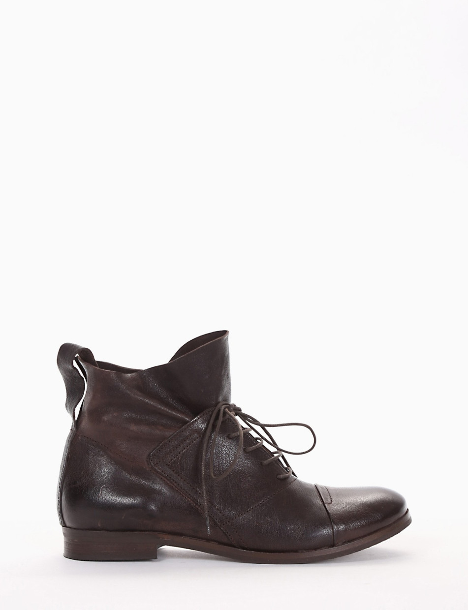 Combat boots heel 2 cm dark brown leather