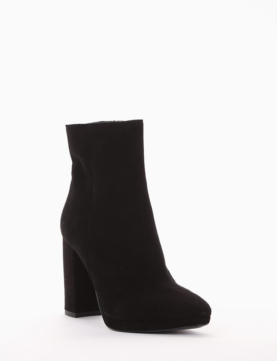 High heel ankle boots heel 9 cm black chamois