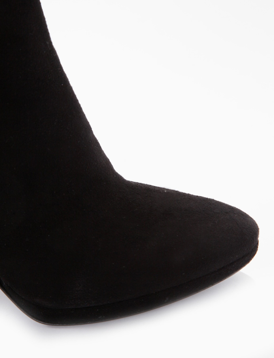 High heel ankle boots heel 9 cm black chamois