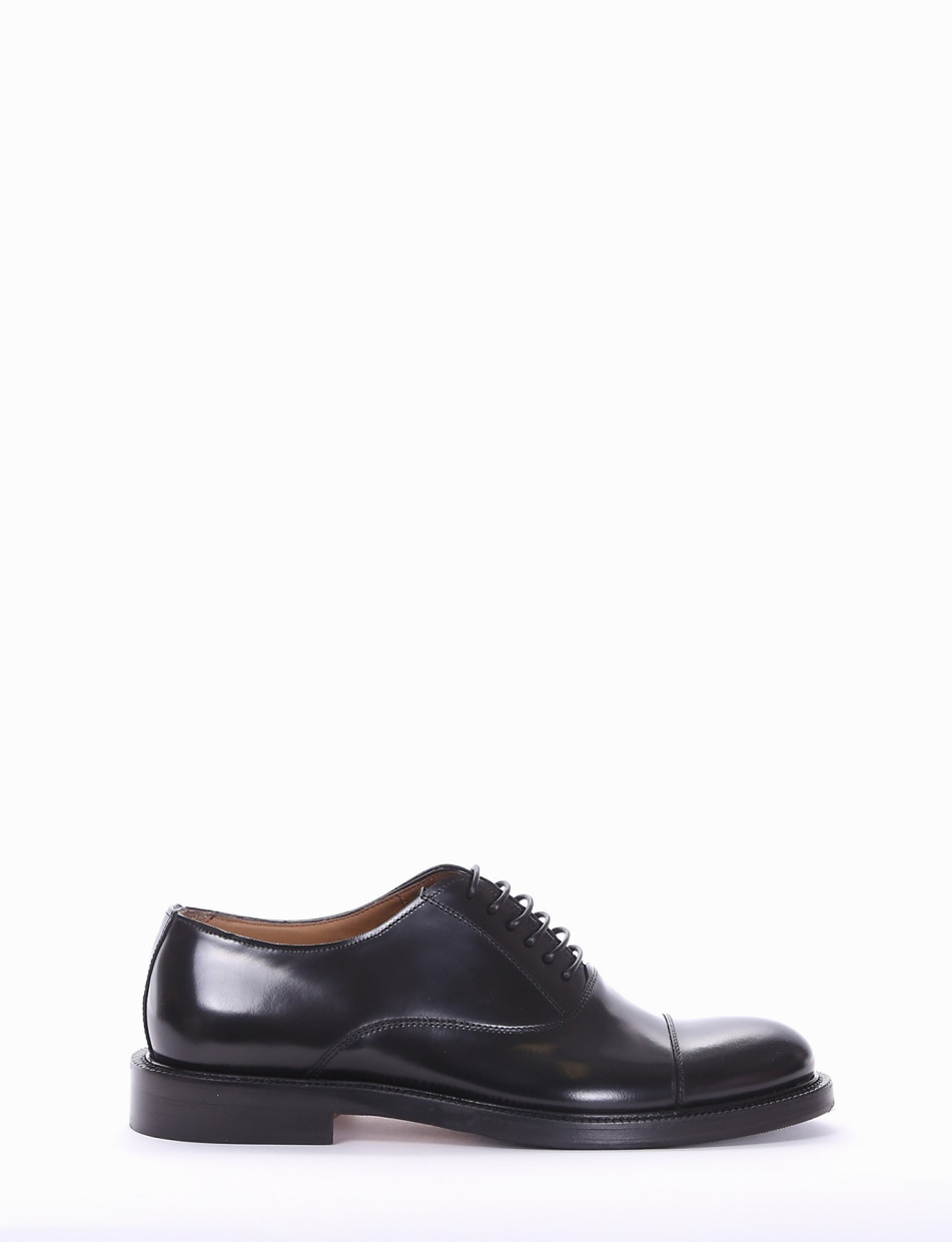 Lace up shoes heel 2 cm black leather