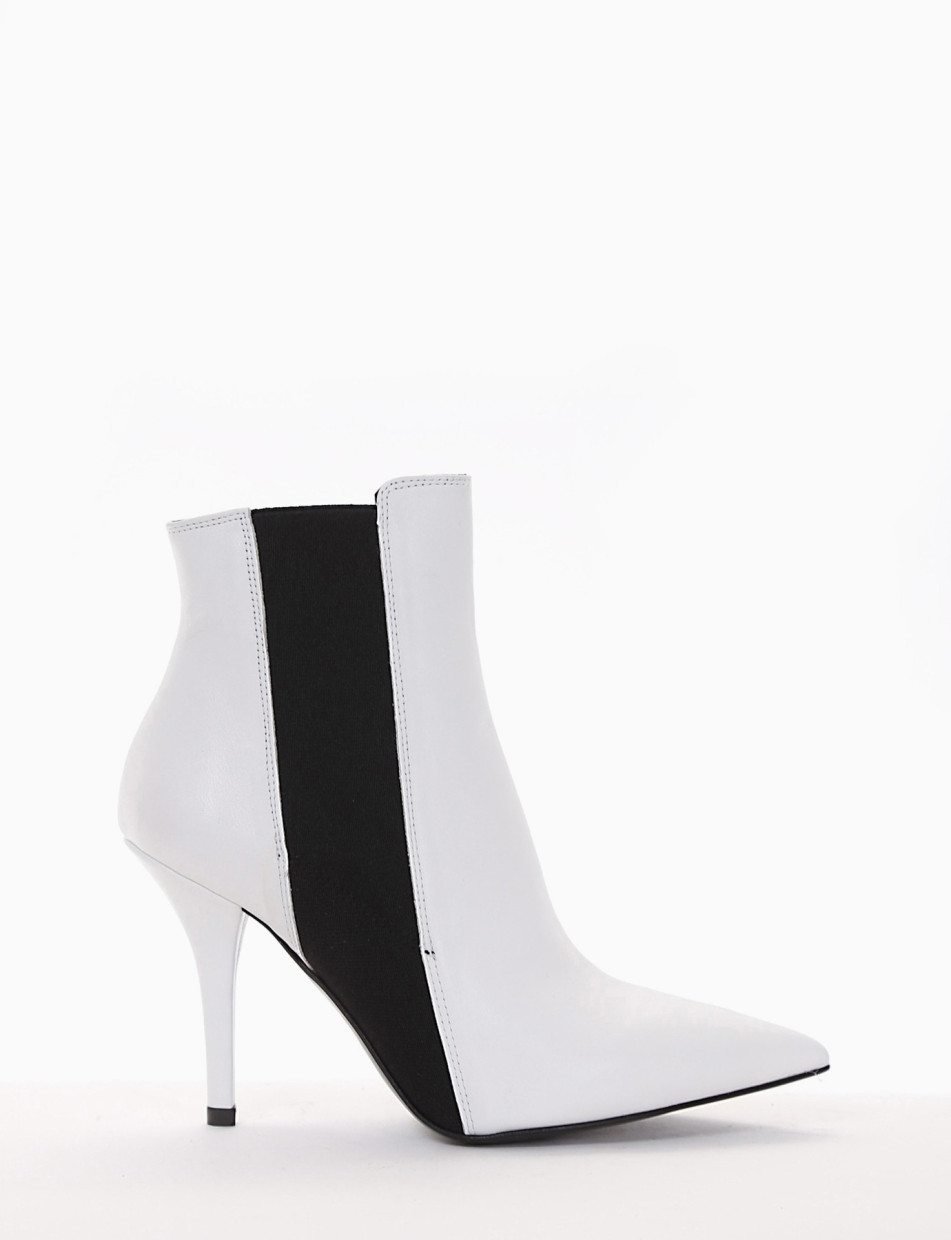 High heel ankle boots heel 9 cm white leather