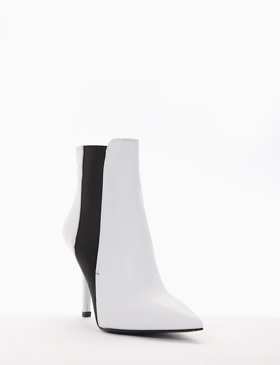 High heel ankle boots heel 9 cm white leather