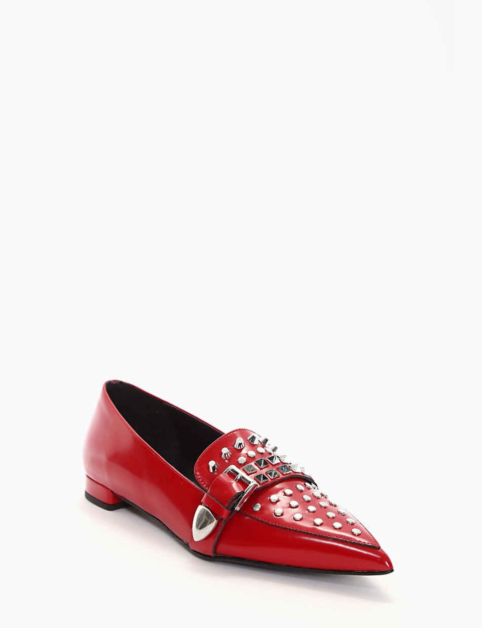 Loafers heel 2 cm red leather