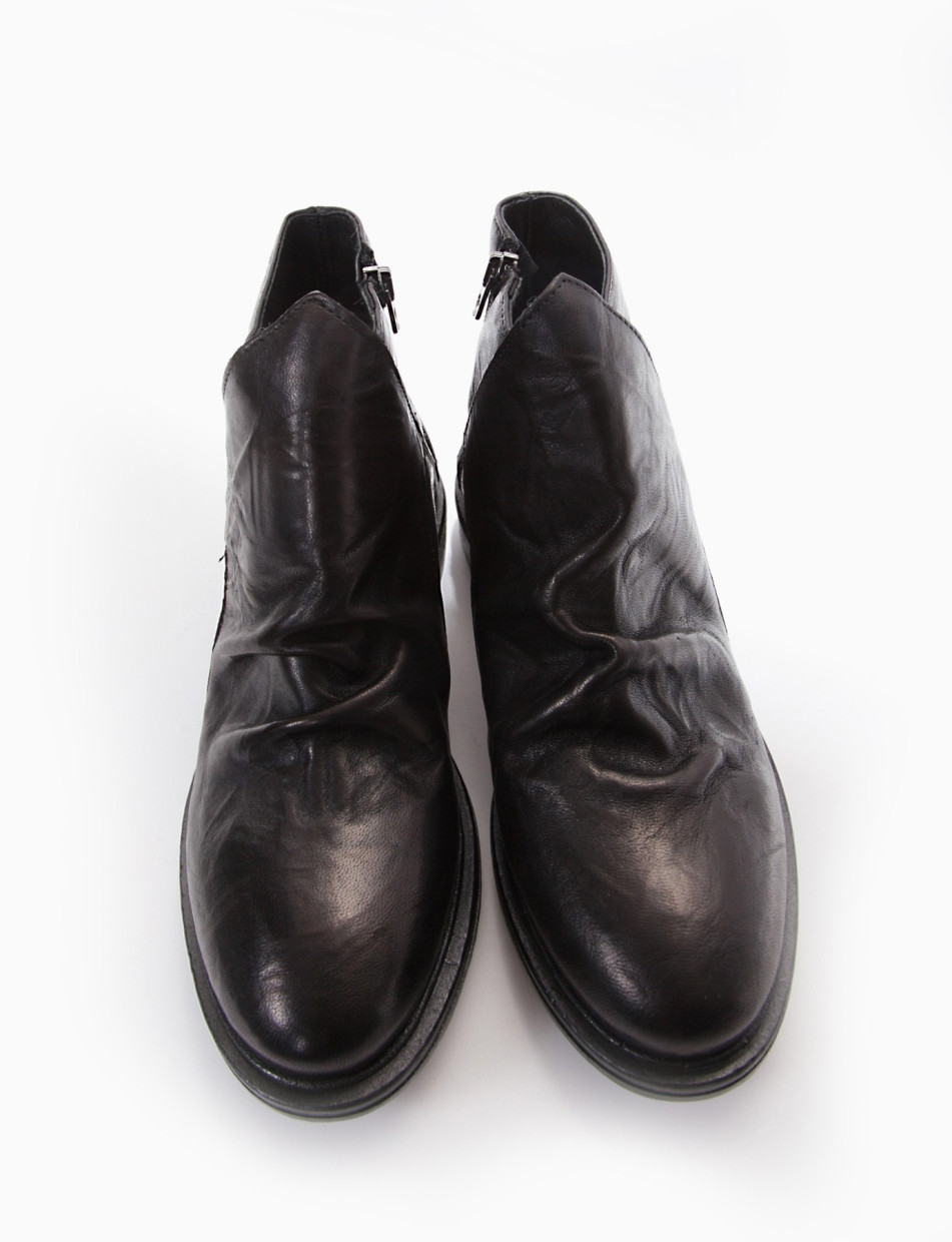 Low heel ankle boots heel 2 cm black leather