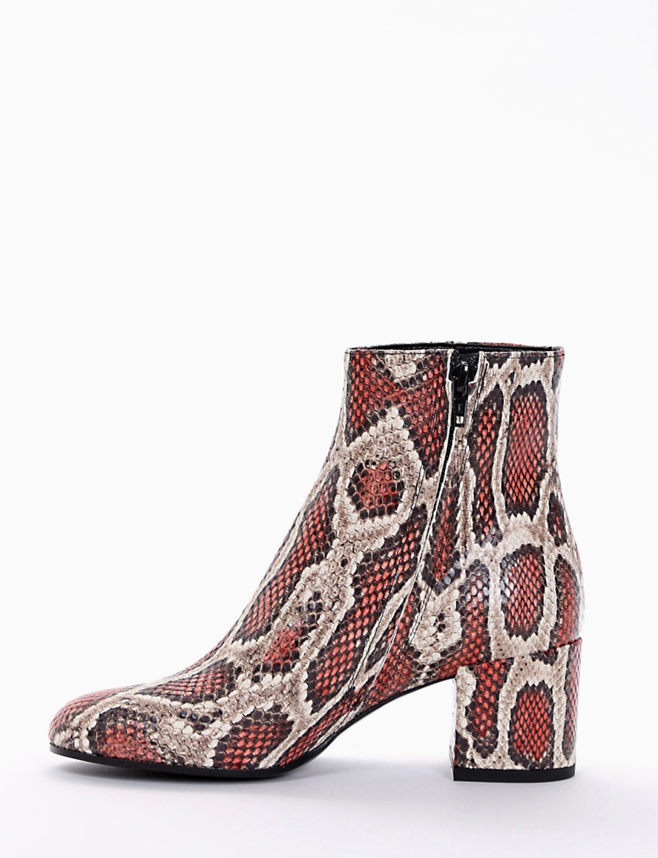 High heel ankle boots heel 5 cm red leather