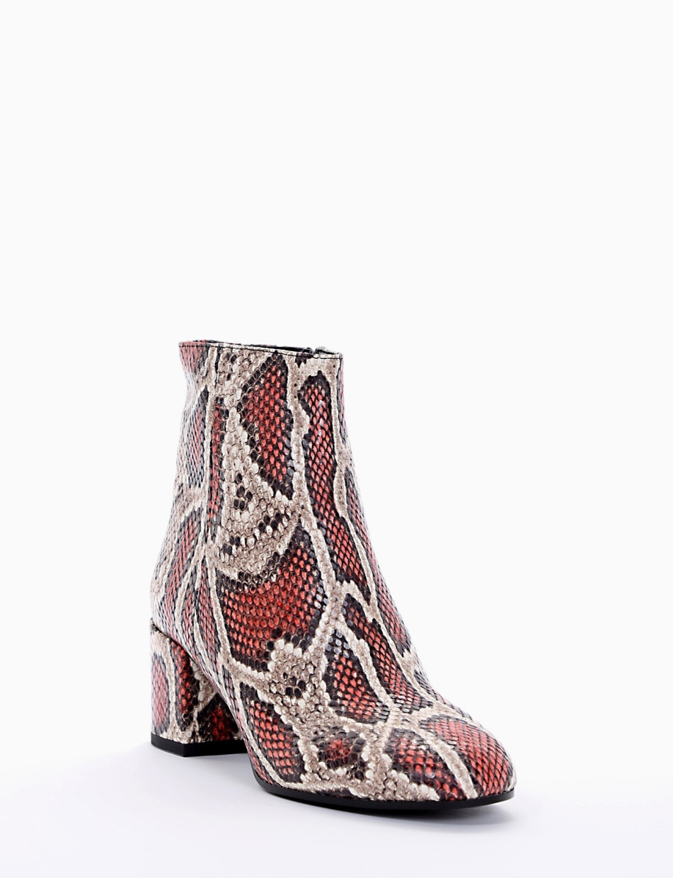 High heel ankle boots heel 5 cm red leather