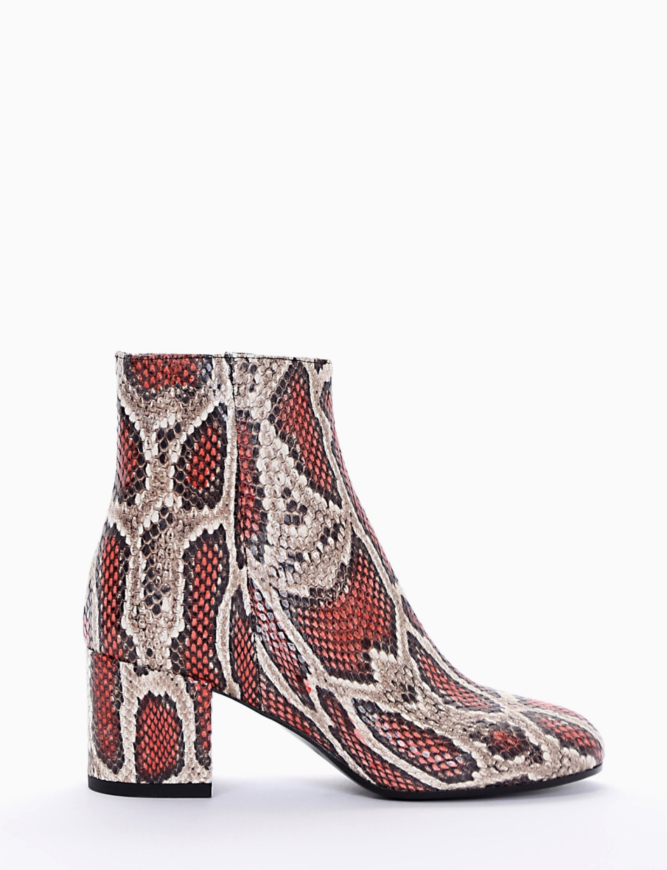 High heel ankle boots heel 5 cm red leather
