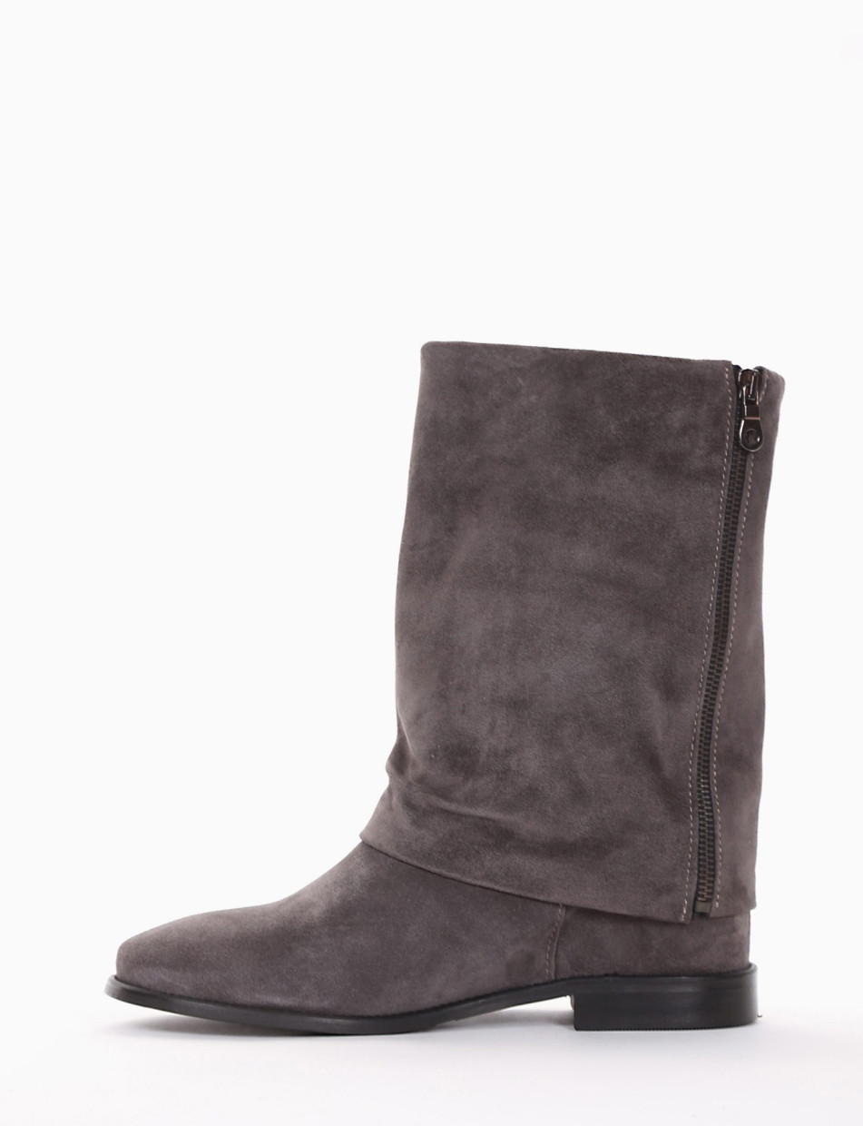 Low heel ankle boots heel 2 cm grey chamois
