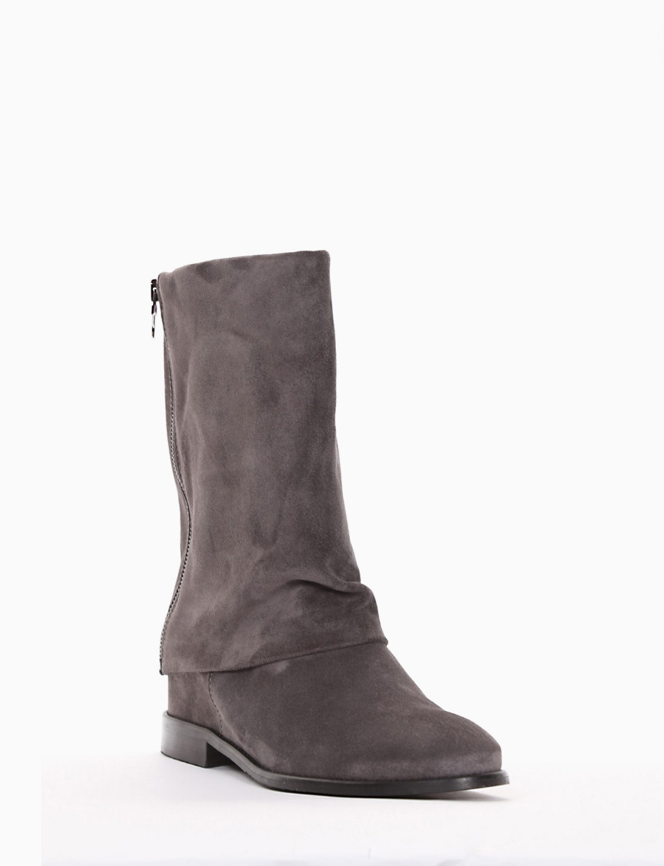 Low heel ankle boots heel 2 cm grey chamois