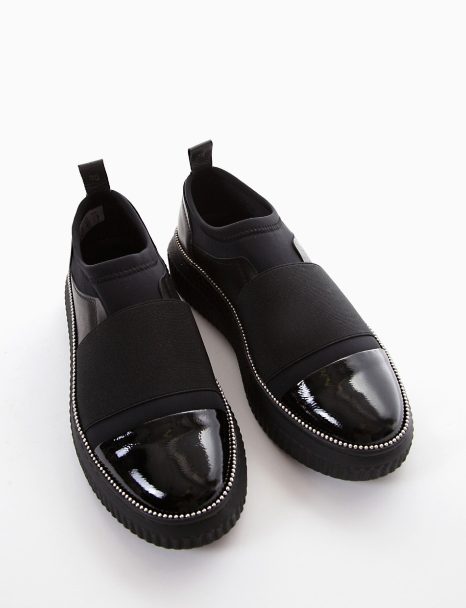 Sneakers heel 3 cm black leather