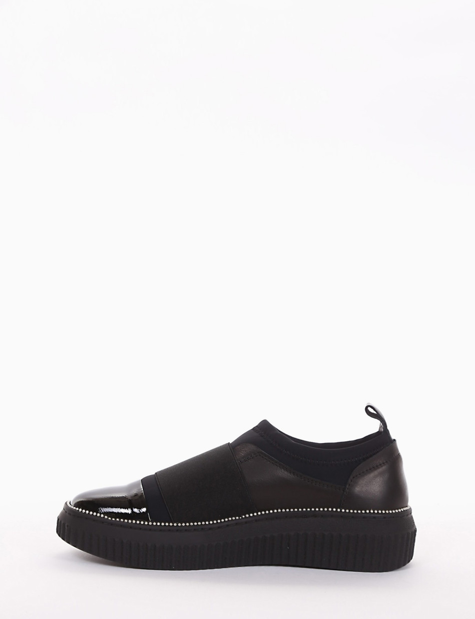Sneakers heel 3 cm black leather