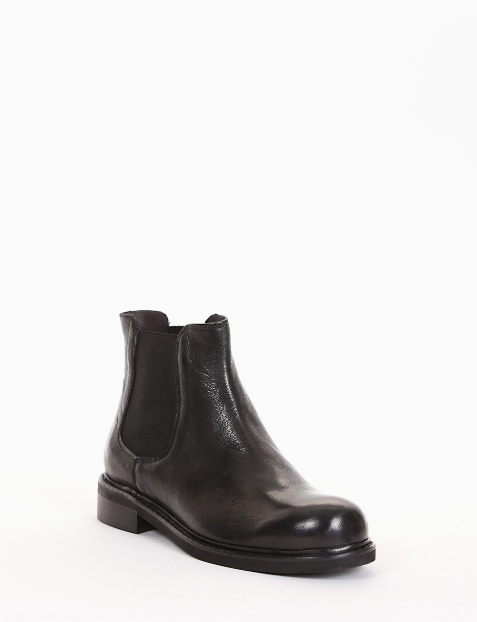 Low heel ankle boots heel 2 cm black leather