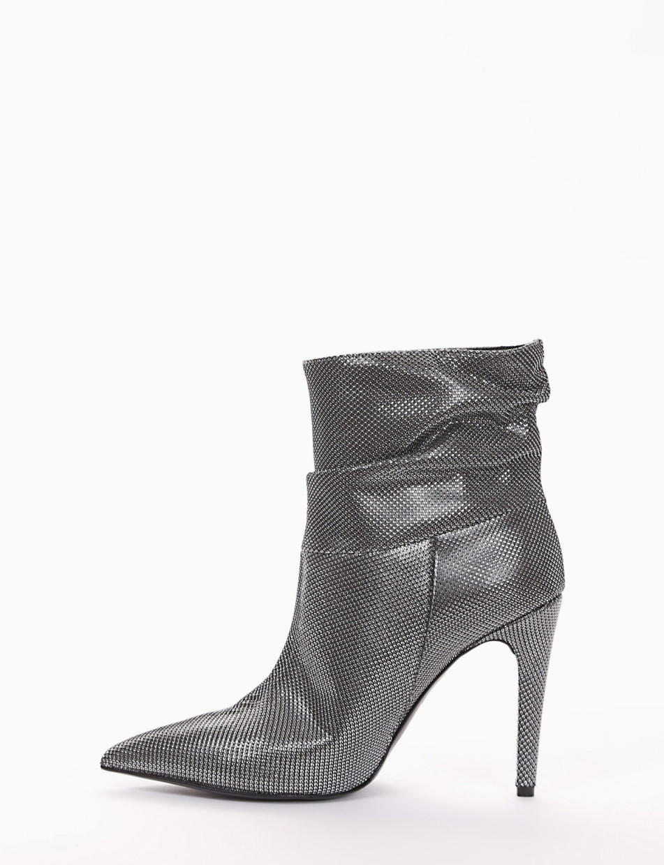 High heel ankle boots heel 10 cm silver glitter