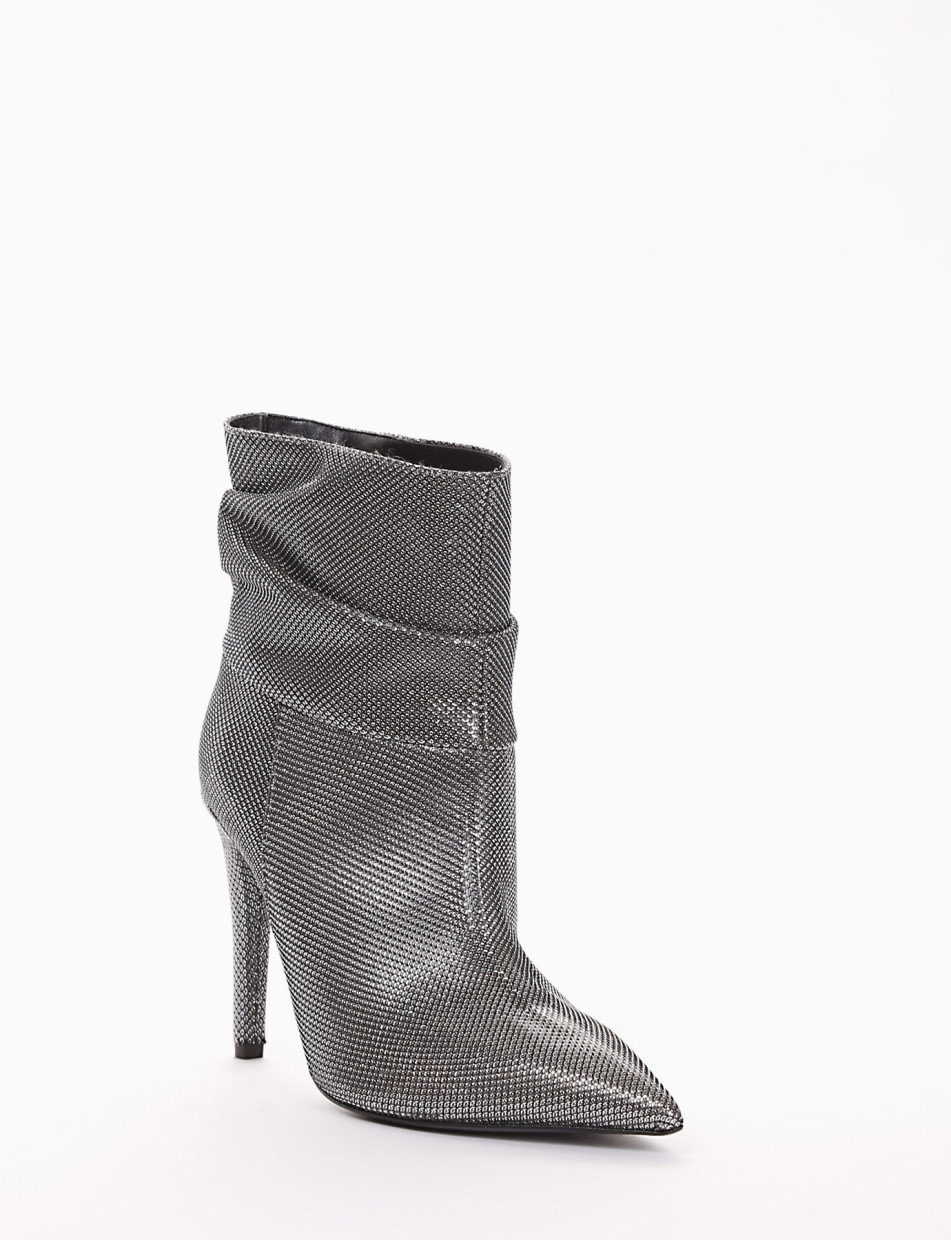 High heel ankle boots heel 10 cm silver glitter