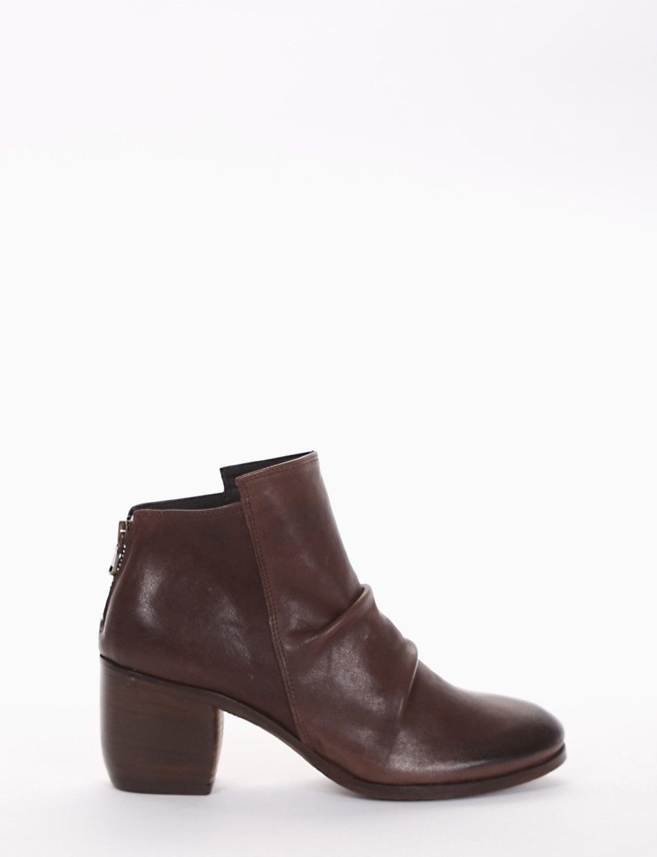 High heel ankle boots heel 5 cm dark brown leather