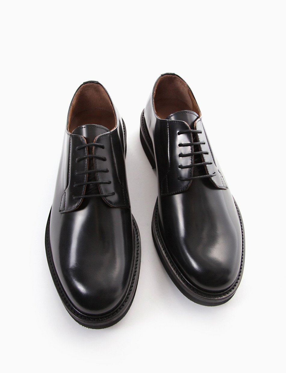 Lace-up shoes heel 2 cm black leather