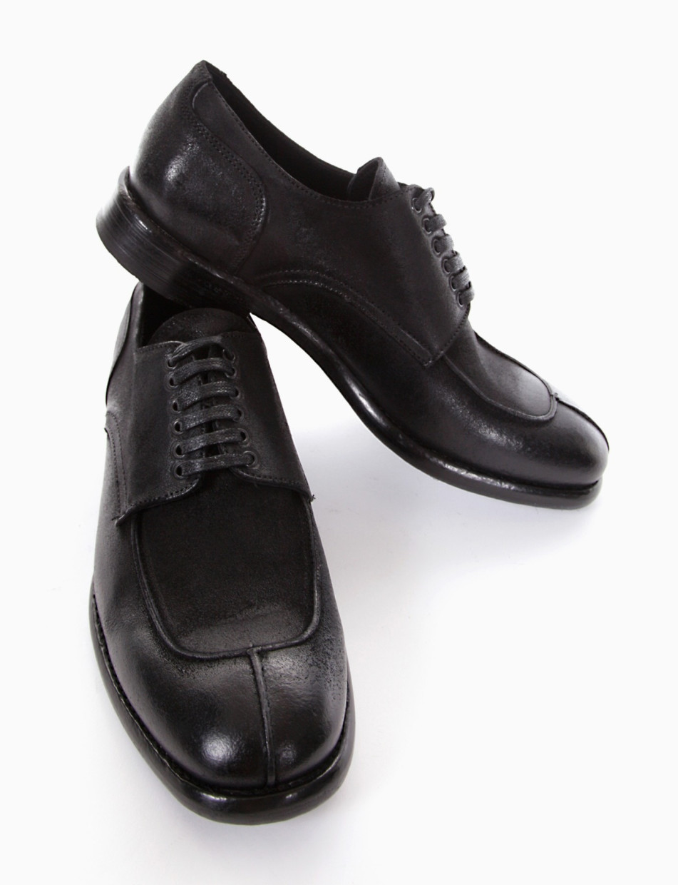 Lace-up shoes heel 2 cm black chamois